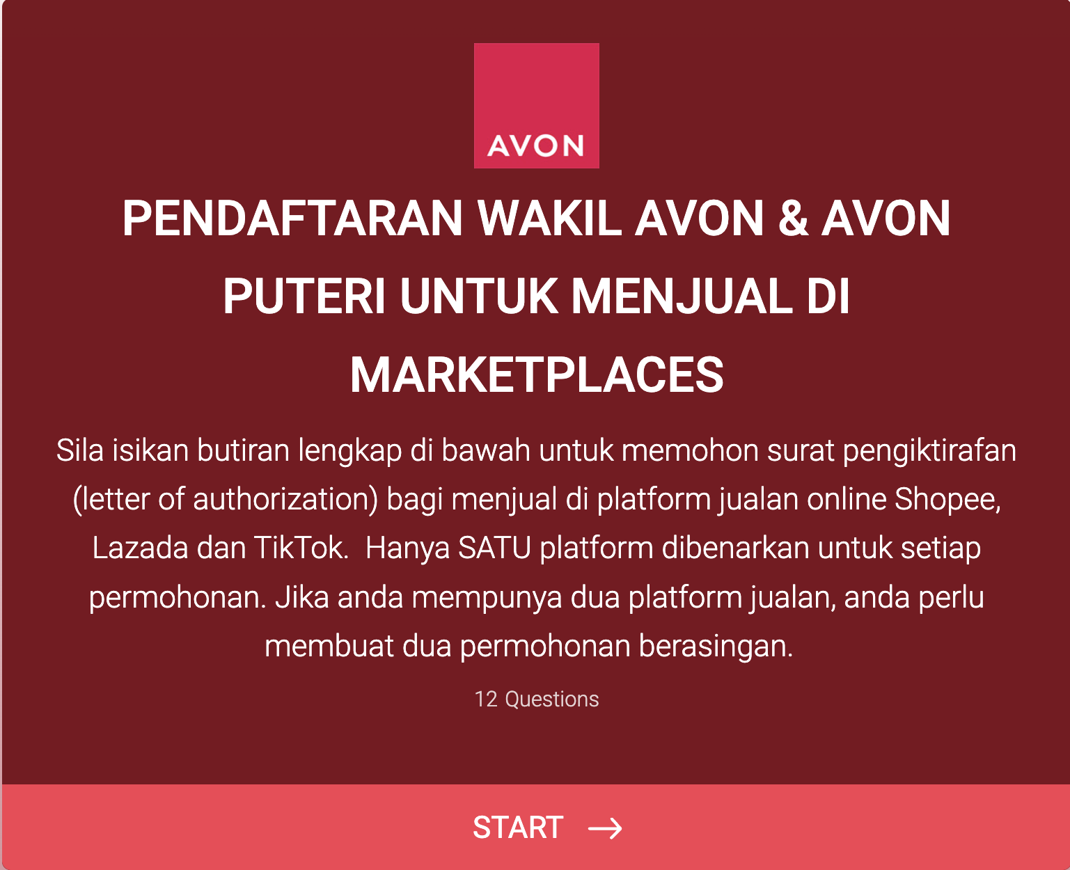 PENDAFTARAN WAKIL AVON UNTUK MENJUAL DI MARKETPLACES